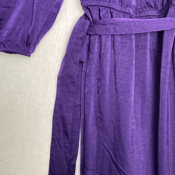NEW Lucky Brand Women's Midi Dress w/Belt 3/4 Sleeve V-Neck Size XL Purple - Picture 8 of 13